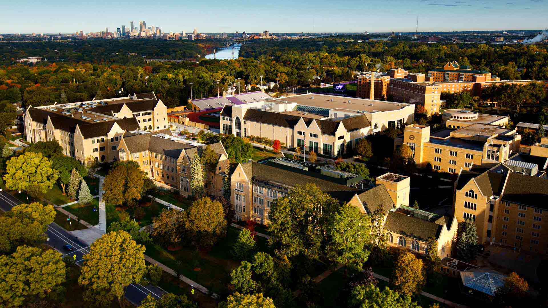 An aerial view of the St. Paul campus.